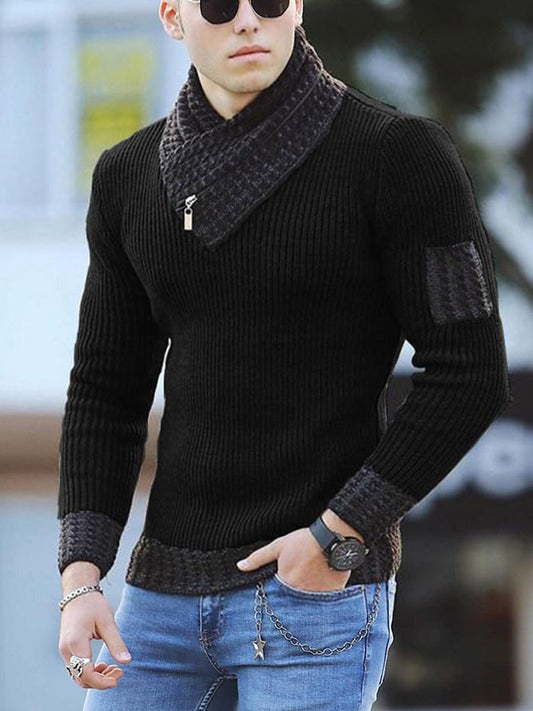 LuxKnit Scarf Collar Sweater for Men
